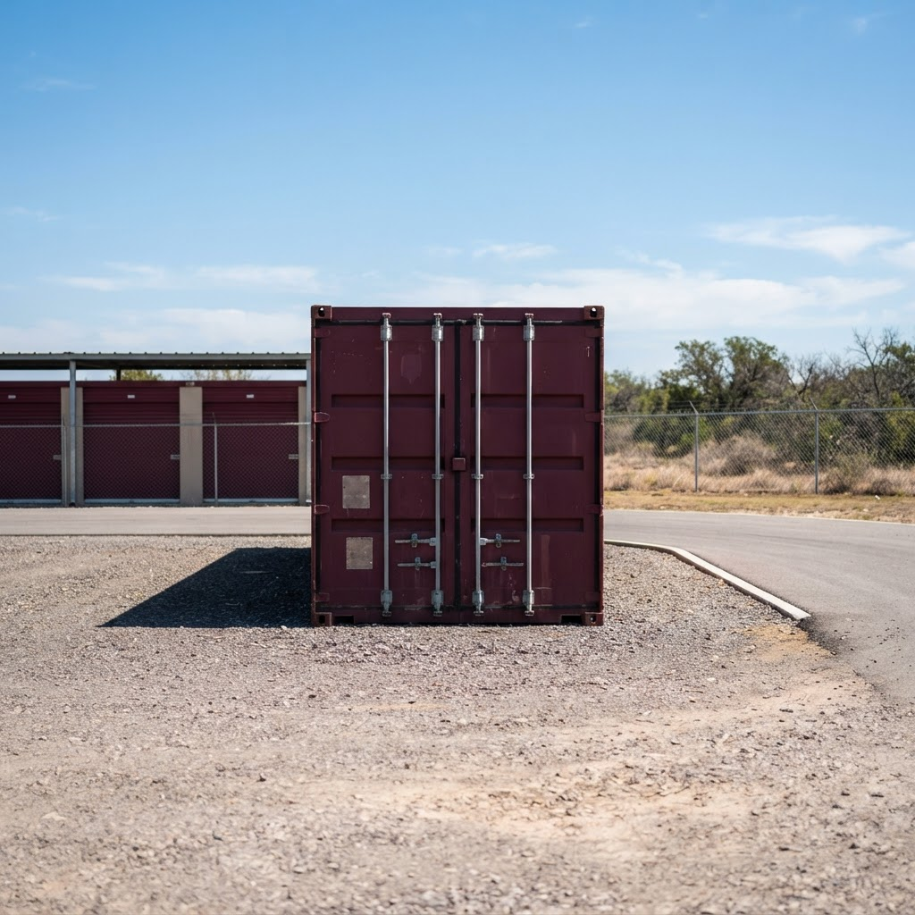 On-site Conex shipping container storage unit
